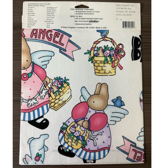 90s Vintage Daisy Kingdom No Sew Iron On Applique Happy Easter Bunny Angel Wings - Picture 4 of 5